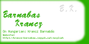 barnabas krancz business card